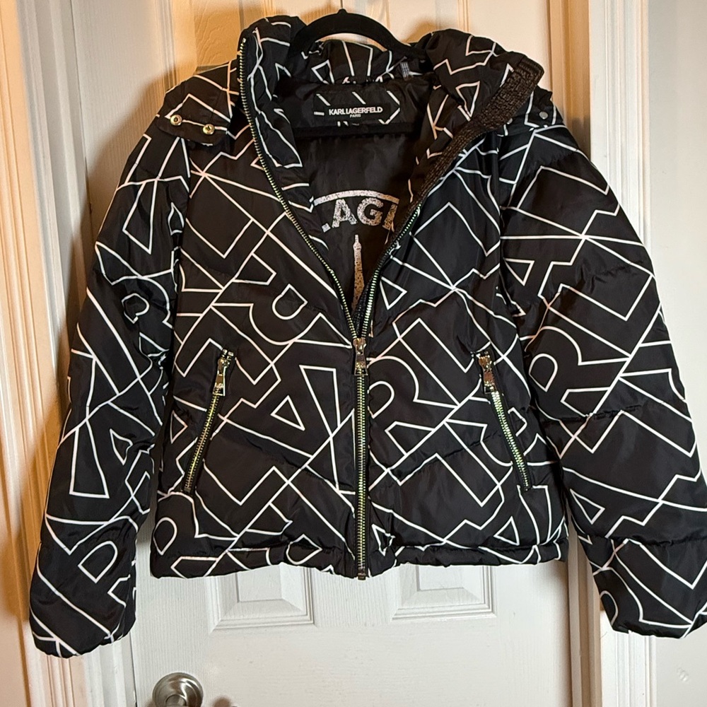 Savage Style Puffer Jacket Karl Lagerfeld Paris Goblincore Down Hooded Warm Cozy